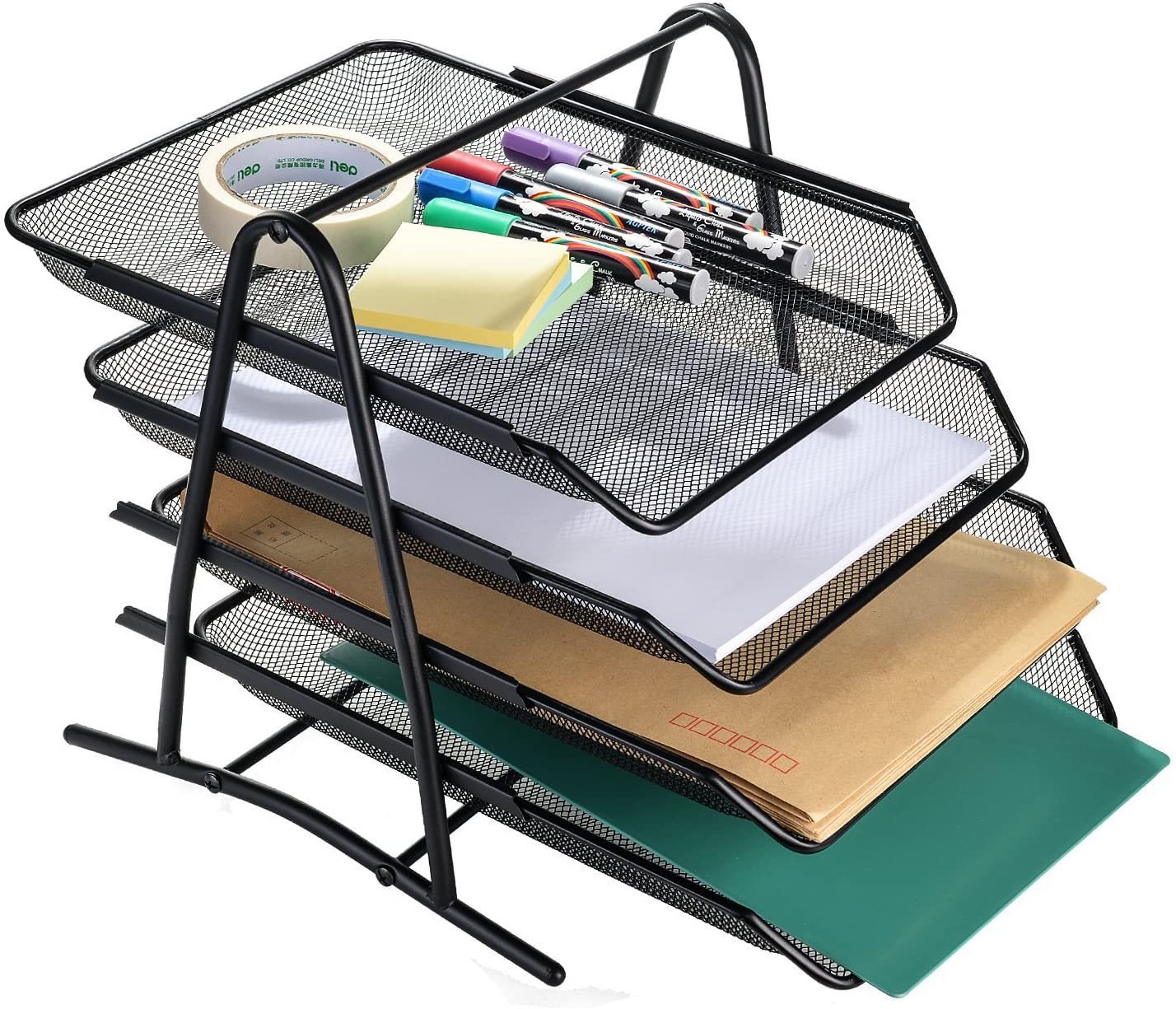 Zuvo Mesh Desk Organiser 4 Tier Letter Tray Organizer Document Paper File Storage