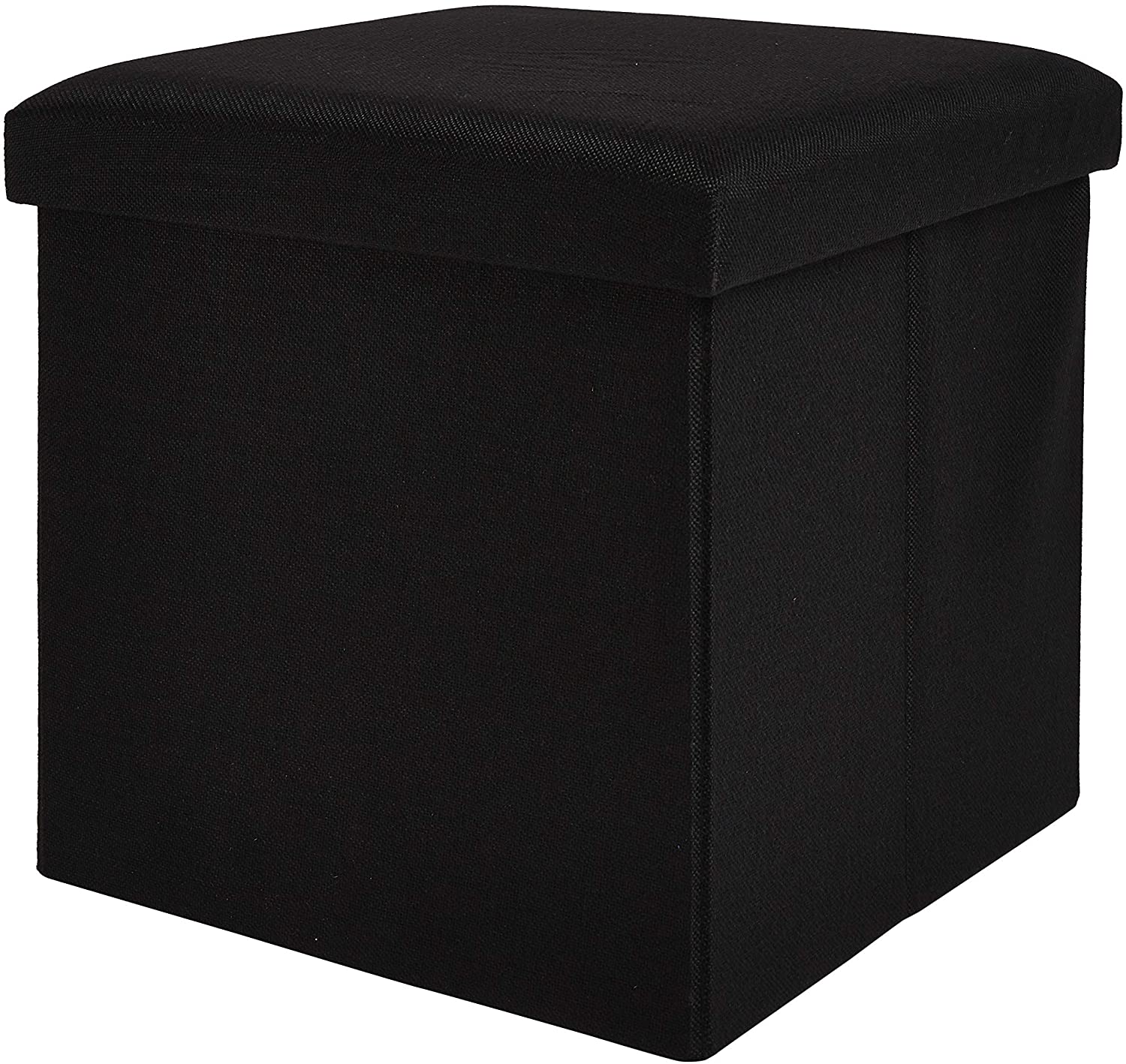 Zuvo Storage Ottoman Fold able Stool Chair and Box in Fabric toy box  (Black, 38*38*38 cm)