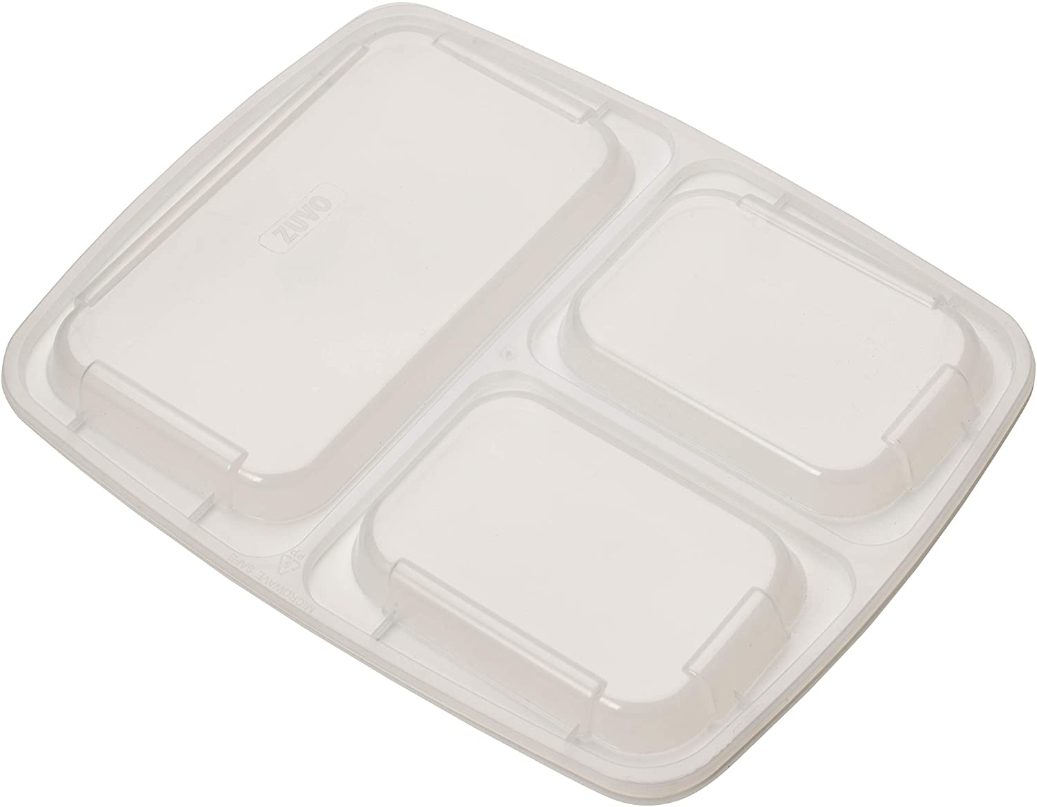 Zuvo 15 Pack 3 Compartment Meal Prep Bento Box. Reusable Food Container for Portion Control.