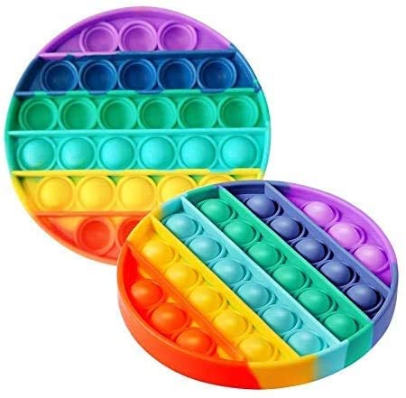 Zuvo 2 Pack Bubble Sensory Fidget Toy Squeeze Sensory Toy Rainbow Colour (2 Round)