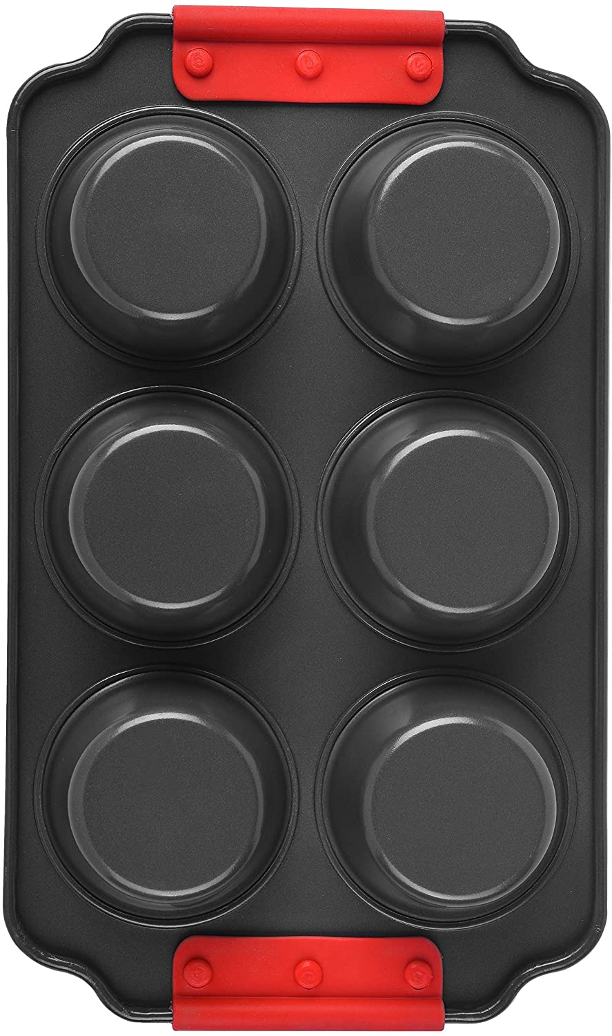 6 Cup Muffin Tray Non-Stick with Silicone Handles | Muffin Tray to Make Cupcakes