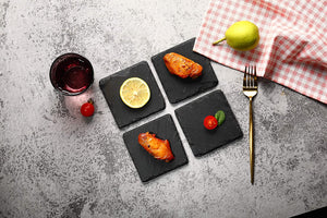 Zuvo Slate Plate Placemats and Coaster Set. Granite Finish for A Rustic and Contemporary Décor