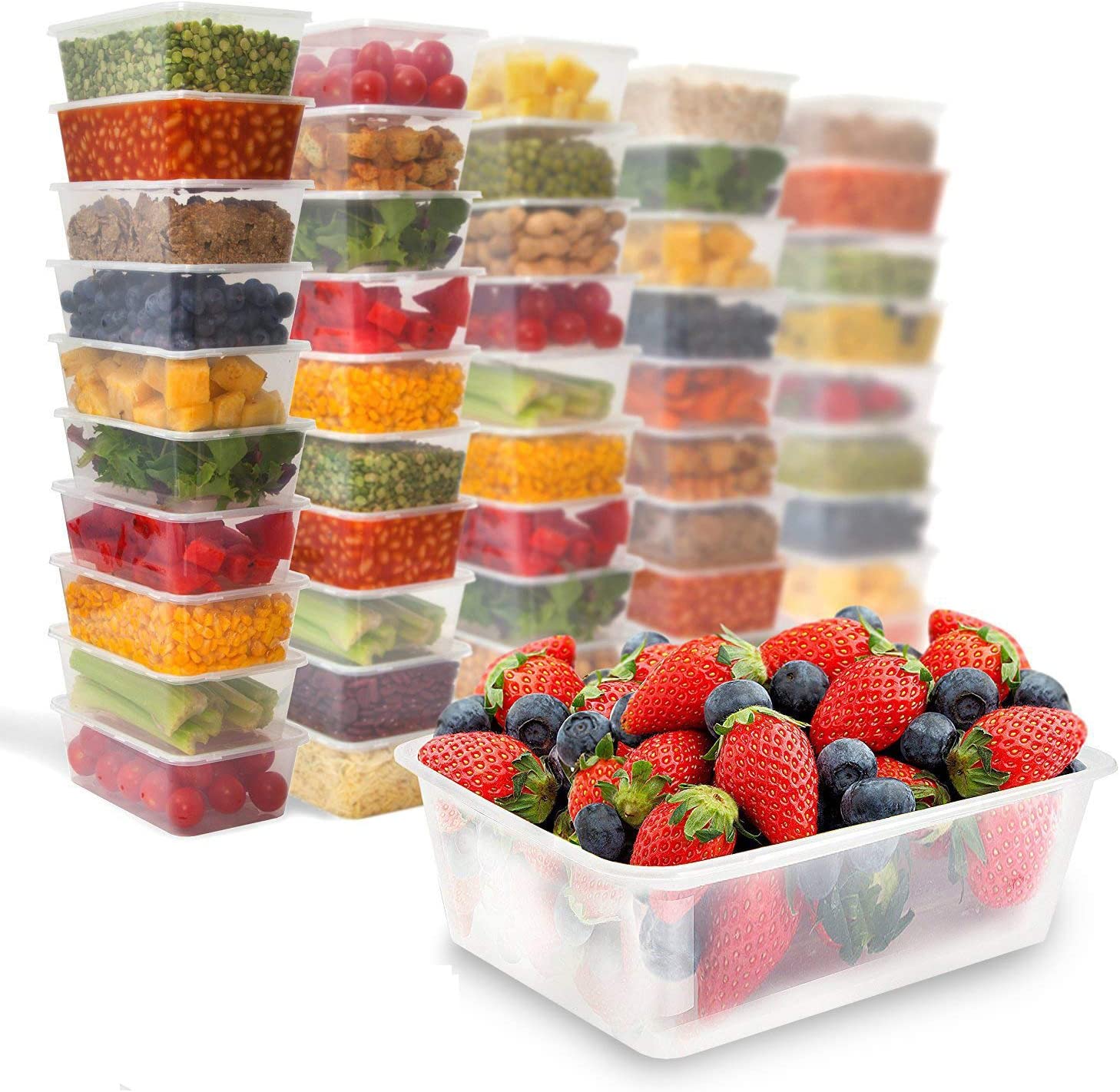 Zuvo Plastic Reusable Lunch Boxes 30 Pack - Food containers and Lids