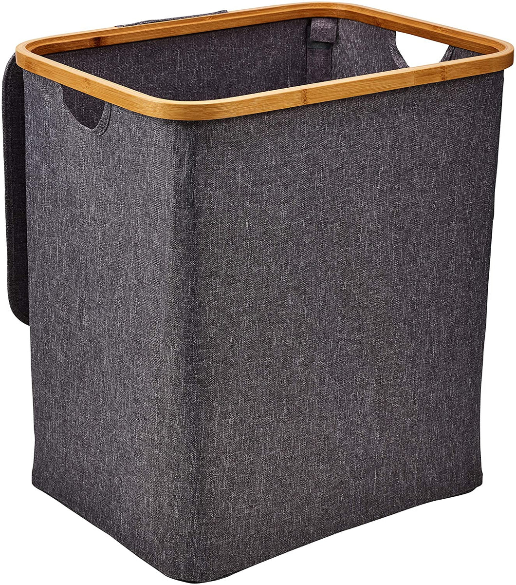 Zuvo Collapsible Multipurpose Laundry Basket | Bamboo Wood and Linen Made Laundry Basket