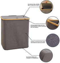Load image into Gallery viewer, Zuvo Collapsible Multipurpose Laundry Basket | Bamboo Wood and Linen Made Laundry Basket
