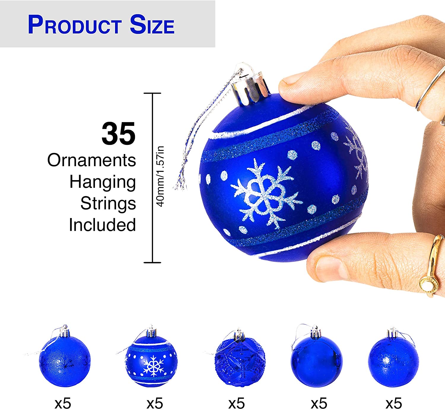 Zuvo Large Christmas Baubles 20-piece Shatterproof Colour Co-ordinated Christmas Tree Baubles