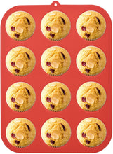 Load image into Gallery viewer, Silicone Muffin Tray for 12 Muffins Yorkshire Pudding 3cm Deep Silicone Moulds
